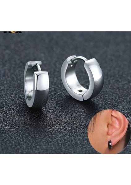 Cerrahi Çelik Bombeli Gümüş Renk Halka Küpe