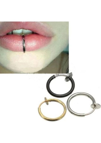 3 Adet 3 Renk Fake Piercing Deliksiz Kulak Dudak Burun Tüm Bölge