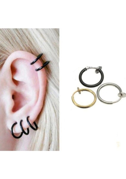 3 Adet 3 Renk Fake Piercing Deliksiz Kulak Dudak Burun Tüm Bölge