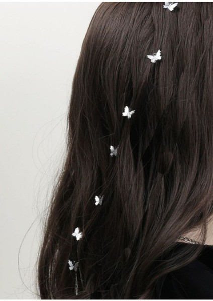 Kadın Gümüş Kelebekli Saç Zinciri Toka