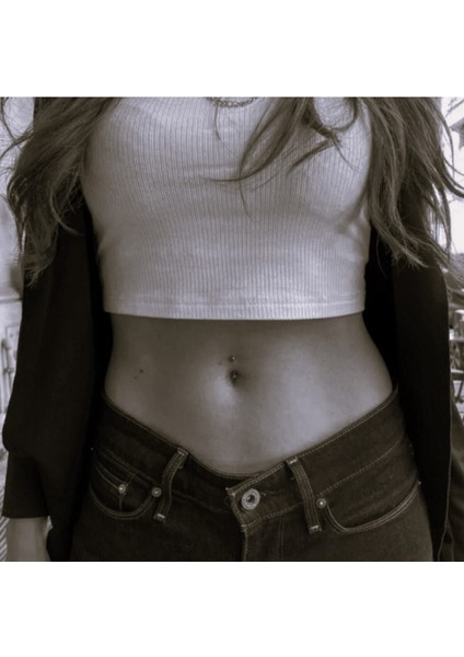 Cerrahi Çelik Küçük Toplu Göbek Piercingi Siyah Renk