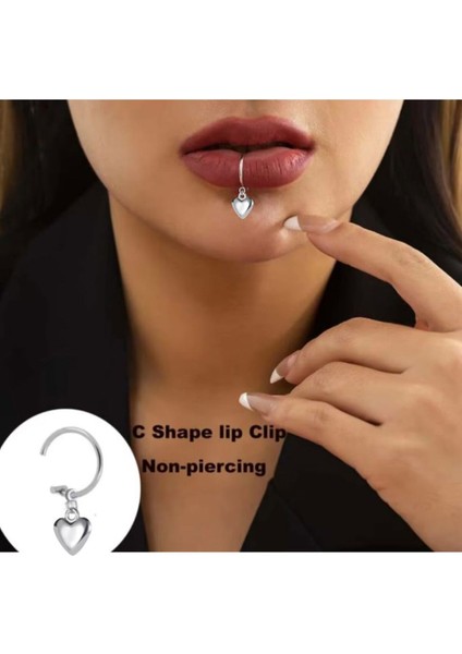 Deliksiz Kalp Sallantılı Fake Dudak Piercing Piercing D45D1