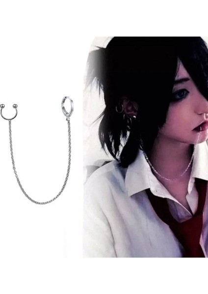 Ikisi Delikli Dudaktan Kulağa Çelik Piercing - Küpe
