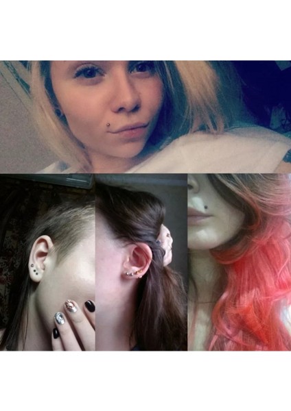 Deliksiz Ultra Güçlü Mıknatıslı Kulak Dudak Fake Piercing Tek Taş Gümüş Renk