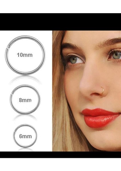 925 Ayar Gümüş Delik Gerektirmeyen Sıkıştırmalı Halka Burun Piercingi fiyatları