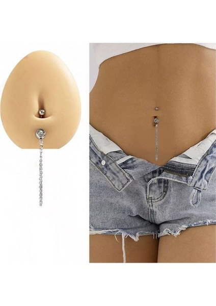 Çelik Sallantılı Göbek Piercing
