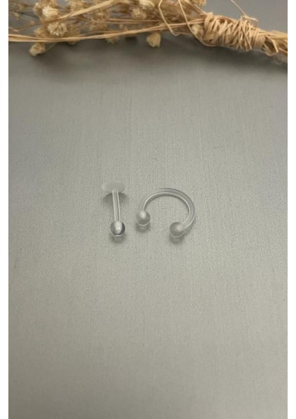 2 Adet Şeffaf Bioplast Tragus Helix Kıkırdak Piercing