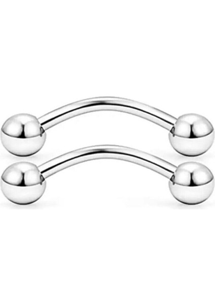Unisex Cerrahi Çelik Gümüş 2'li Set Rook ve Kaş Piercing