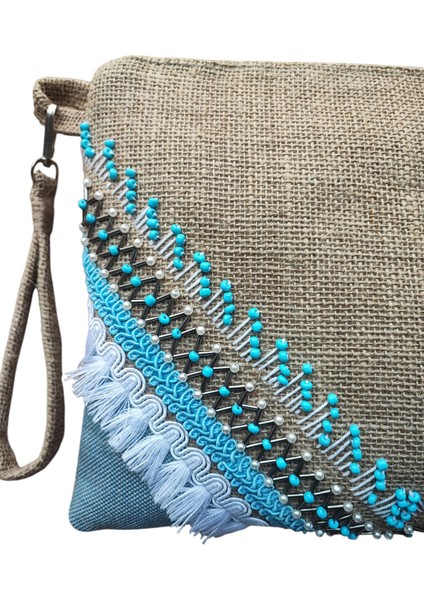 Boncuk Işlemeli Kadın Portföy Clutch El Çantası fiyatları