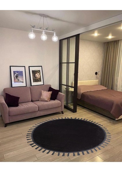 Yuvarlak Püsküllü Pelüş Kaymaz Taban Halı Yatak Odası Salon Odası Mutfak Ofis Banyo Paspas Rbt