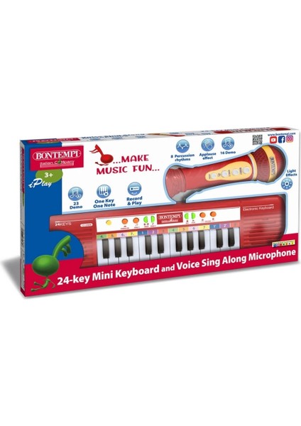 Nessiworld 24 Tuşlu Elektronik Mikrofonlu Işıklı Org Seti Kırmızı