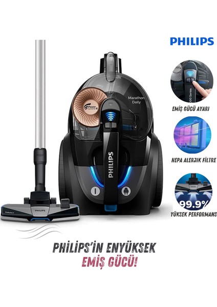 Premium Torbasız Elektrikli Süpürge - 750W - Hepa Filtre, Üstün Çekim Gücü Performansı, Onerous Lambader Hediye