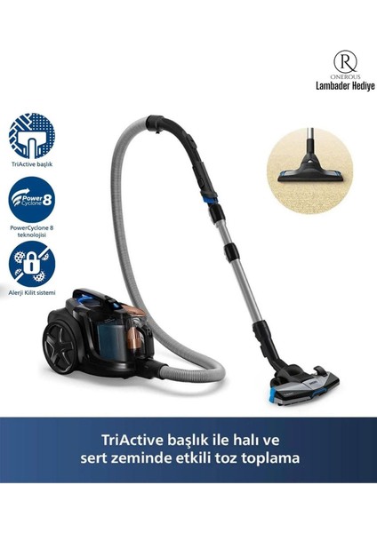 Premium Torbasız Elektrikli Süpürge - 750W - Hepa Filtre, Üstün Çekim Gücü Performansı, Onerous Lambader Hediye fiyatları