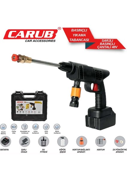 Şarjlı ve Yüksek Basınçlı Oto Yıkama ve Sulama Tabancası BR0922536 fiyatları