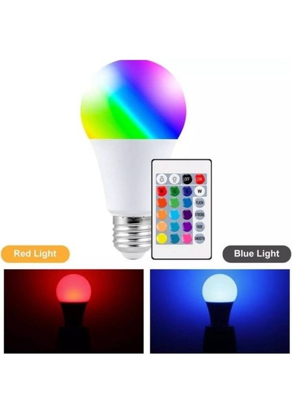 Prize Tak Çalıştır Kumandalı, 16 Farklı Işık Renkli, Çakar Modlu Akıllı LED Ampul Kaliteli Rgb Ampul