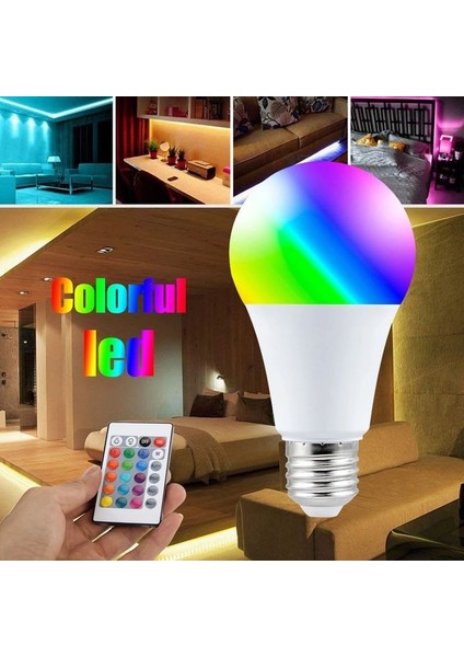 Prize Tak Çalıştır Kumandalı, 16 Farklı Işık Renkli, Çakar Modlu Akıllı LED Ampul Kaliteli Rgb Ampul