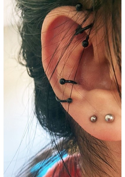 Siyah Spiral Model İki Ucu Toplu Piercing fiyatları