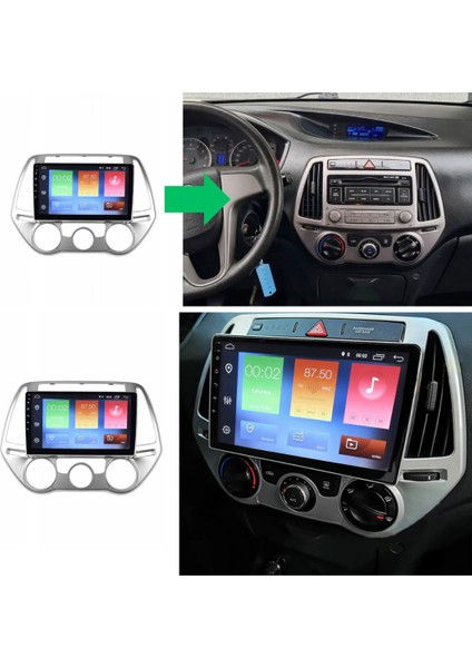 Hyundai I20 - Araç Multimedya Ekran - 4gb 64GB - Düz Analog - Silver - 2013 - 2014 - 9 Inch - Myway
