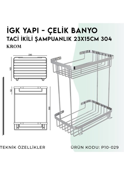 Igk Yapı - Taci İkili Şampuanlık 23X15 cm 304 (P10-029) fırsatları