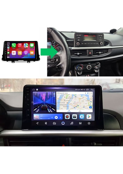 Kia Picanto - Araç Multimedya Ekran - 4gb 64GB - S - Piano Black - 2017 - 2023 - 9 Inch - Myway fırsatları