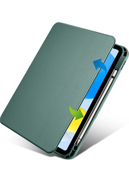 Apple iPad 10. Nesil 10.9 (2022) Yatay ve Dikey Dönebilen Standlı Kalem Şarjına Uygun Darbe Dayanıklı Thermix Kılıf A2696 A2757 A2777 A3162