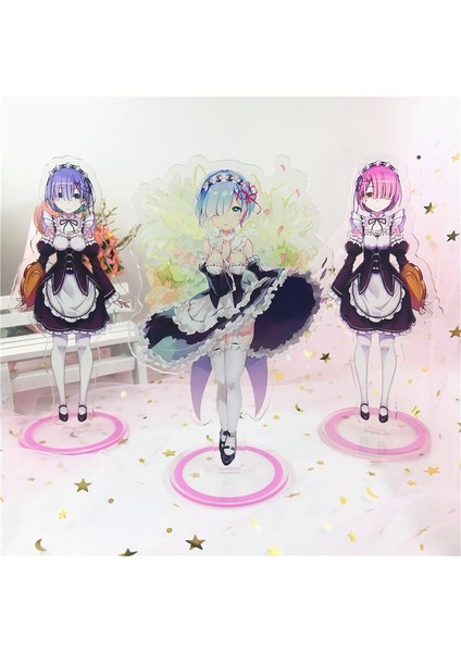 Anime Re: Sıfırdan Farklı Bir Dünyada Hayat Akrilik Standı Model Oyuncaklar Rem Lahm Aksiyon Figürü Kolye Oyuncak Çift Taraflı Hediye (Yurt Dışından) modelleri