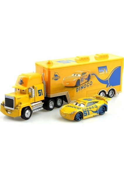 Disney Pixar Arabalar Yıldırım Mcqueen 2 Adet No.51 Dinoco Cruz Ramirez Mack Kamyon ve Racer 1:55 Döküm Metal Alaşım Oyuncak Araba Çocuklar Için (Yurt Dışından) modelleri