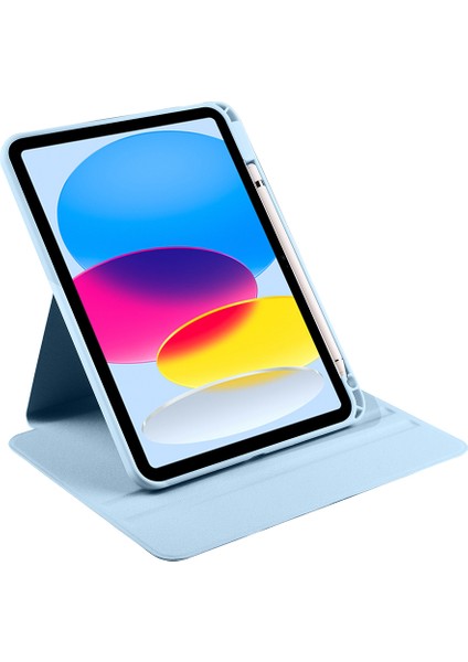 Apple iPad 10. Nesil 10.9 (2022) Yatay ve Dikey Dönebilen Standlı Kalem Şarjına Uygun Darbe Dayanıklı Thermix Kılıf A2696 A2757 A2777 A3162 modelleri