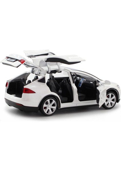 2020 New1:32 Alaşım Araba Modeli Tesla Model x Metal Döküm Oyuncak Araçlar Araba Geri Çekin Yanıp Sönen Müzikal Bebek Hediyeleri Için Beyaz (Yurt Dışından)
