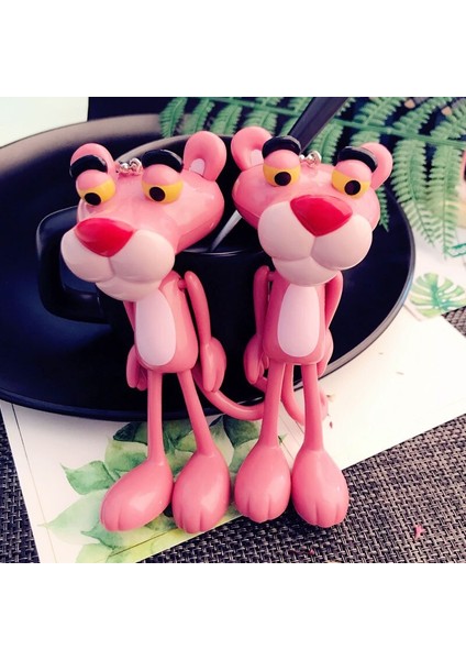 Karikatür Pvc Pembe Panter Aksiyon Figürü Oyuncakları Deri Halat Tutucu Metal Çan Pembe Panter Anahtarlık Kolye Çocuklar Yetişkin Hediye (Yurt Dışından) fırsatları