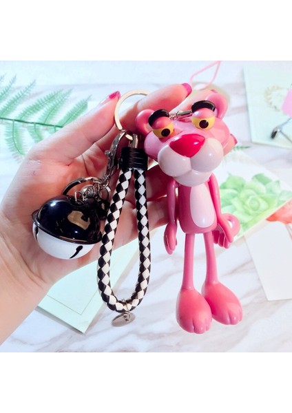 Karikatür Pvc Pembe Panter Aksiyon Figürü Oyuncakları Deri Halat Tutucu Metal Çan Pembe Panter Anahtarlık Kolye Çocuklar Yetişkin Hediye (Yurt Dışından) indirimleri