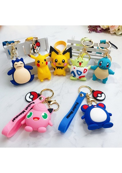 10 Model Pokemon Anime Anahtarlık Aksiyon Figürü Pikachu Charmander Bulbasaur Squirtle Psyduck Snorlax Gengar Togepi Çocuk Oyuncak Hediye (Yurt Dışından)