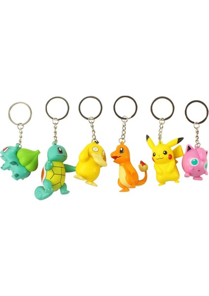 6 Adet/takım 3.5-6 cm Pokemon Şekil Oyuncaklar Anahtarlıklar Pikachu Charmander Bulbasaur Psyduck Pvc Sevimli Mini Bebek Kolye (Yurt Dışından)
