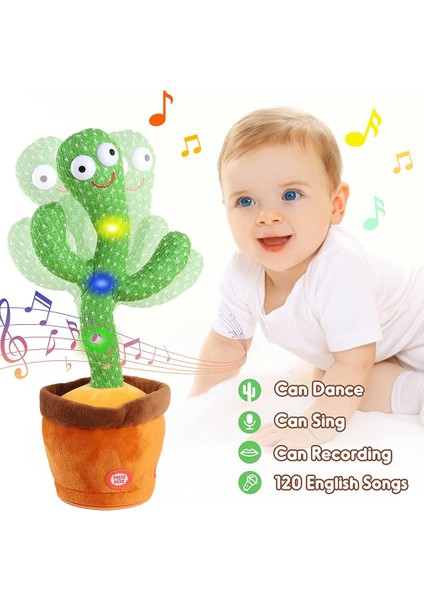 Dans Eden Kaktüs Bebek 120 Ingilizce Şarkı ve LED Aydınlatma ile Güzel Konuşan Oyuncak (Yurt Dışından)