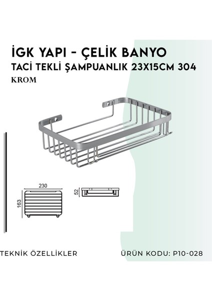 Igk Yapı - Clk Banyo Taci Tekli Şampuanlık 23X15CM 304 (P10-028) fırsatları