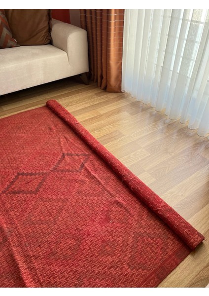 180 x 205 cm Kırmızı Renk Uşak Kilim, El Dokuma Büyük Boy Yün Kilim, Nostaljik Yıkanabilir Ev & Ofis Kilim modelleri