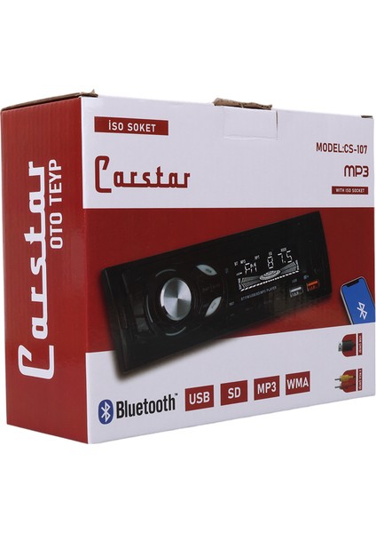Carstar CS-107 Çift Usb/sd/fm/aux/bluetooth Kumandalı Oto Teyp 4X60 Watt fırsatları