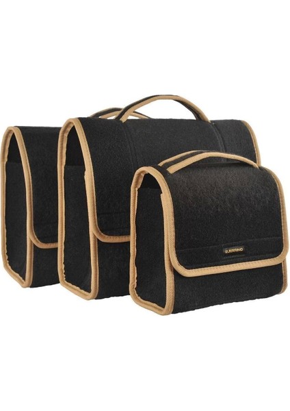 Mini-Midi-Maxi 3'lü Bagaj Çantası Seti, Kenar Renk Krem