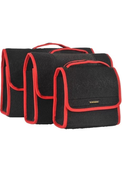 Mini-Midi-Maxi 3'lü Bagaj Çantası Seti, Kenar Renk Kırmızı