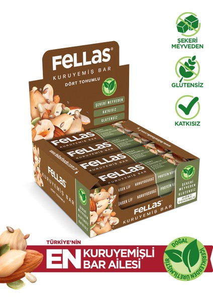 Dört Tohumlu Kuruyemiş Bar 30 gr x 12 Adet