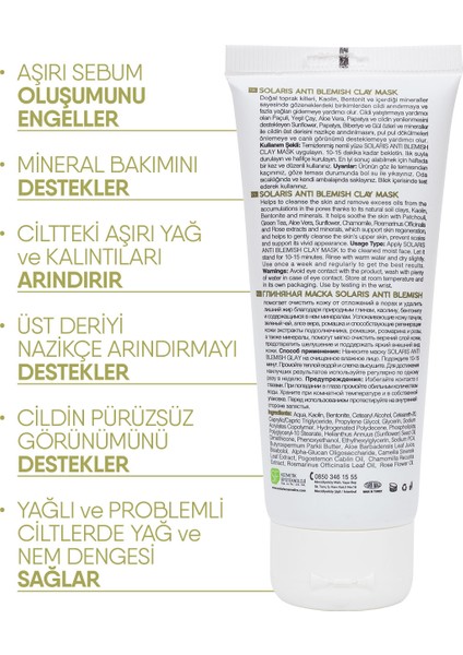 Kil Maskesi Yağlı ve Lekeli Ciltler İçin 100 ml