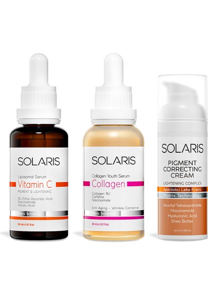 C Vitamin Cilt Serumu 30 ml ve Cilt Serumu 30 ml ve Cilt Bakım Kremi 50 ml