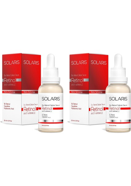 Onarıcı & Besleyici Retinol Cilt Bakım Serumu 30 ml x 2 Adet (1% Retinol ve Hyaluronic Acid)