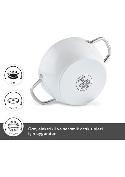 x Refika Birgül Swiss Crystal Metal Kulplu 6 Parça Midi Tencere Set Creamy