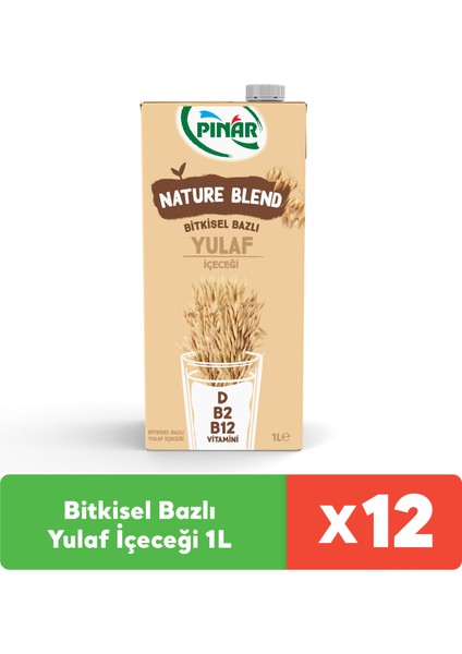 Nature Blend Bitkisel Bazlı Yulaf Içeceği 1 L Vegan Laktozsuz Ilave Şekersiz x 12 Adet