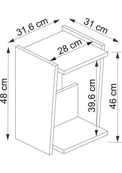 Clara Raflı Modern Yan Sehpa, Ceviz Bej - Clara indirimleri
