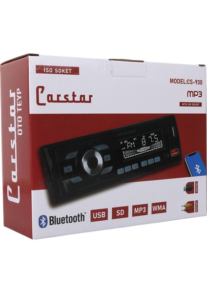 Carstar CS-930 Çift Usb/sd/fm/aux/bluetooth Kumandalı Oto Teyp 4X60 Watt fırsatları