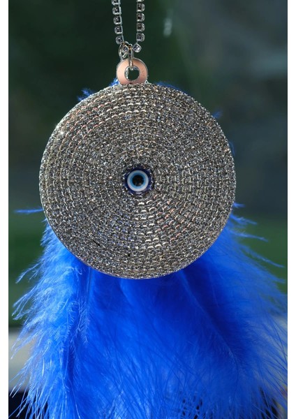 Gümüş Nazar Dikiz Süsü & Saks Mavi Tüy fiyatları