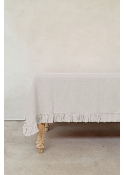 Frilled Keten Masa Örtüsü Natürel 150 x 320