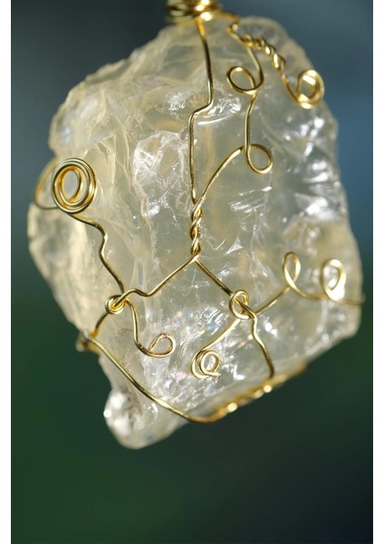 Limon Kuvars Doğal Taş Ham Parça Tel Sarmalı Dikiz Süsü fiyatları